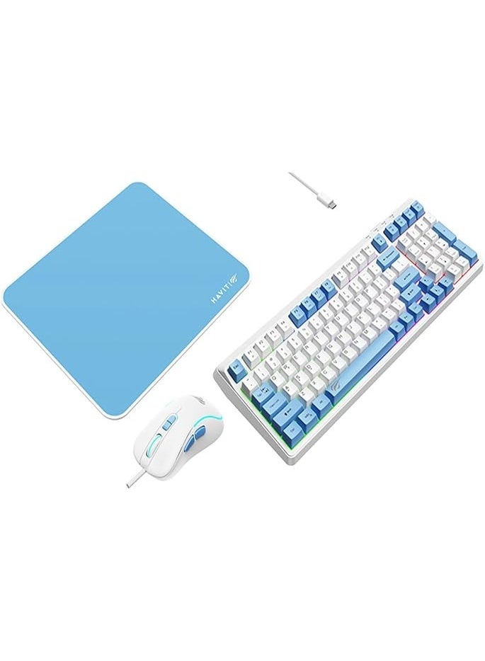 Havit 3-in-1 RGB Gaming Keyboard & Mouse with Pad – 99 Key Anti-Ghosting USB Type-C Keyboard (8M Keystroke Life), RGB 7-Button Gaming Mouse with Adjustable DPI (1200-3600) & Multi-Spandex Mouse Pad - Image 3