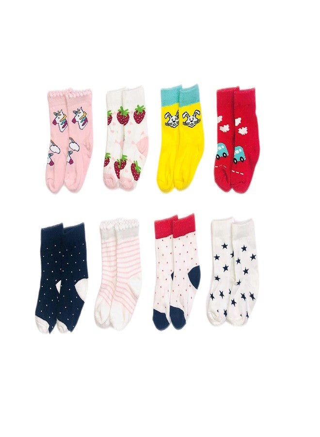 Freshfoot Cute and Colorful New Born Baby Socks For 0-12 Months- Multicolored (Theme1- (8 Pairs), 0-6 Months) - Image 1