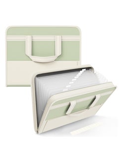 SYOSI 13 Pockets File Folder Organizer, Accordion Portable File Organizer with Handle, Document Organizer with Labels, Letter/A4 Size File Folders, Zippered Expanding File Folder for School Office, Green  - Image 1