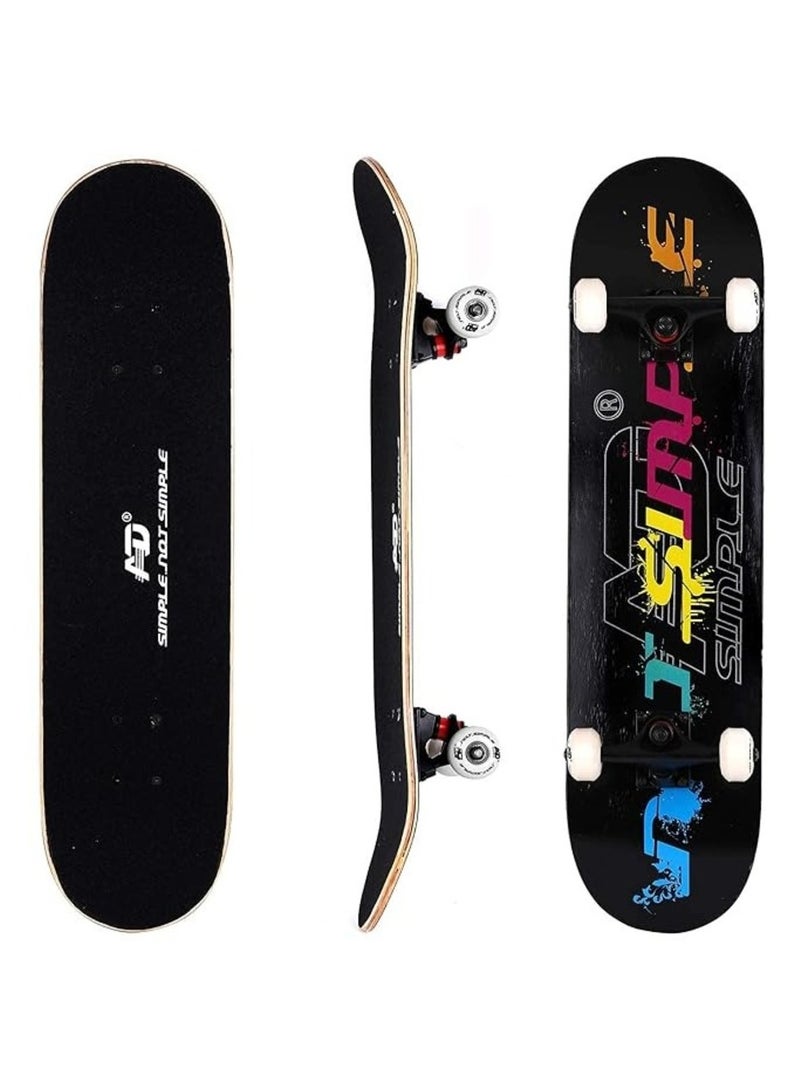 AD Skateboards 31" x 8" Complete Skateboard for Beginners Kids Teens & Adults