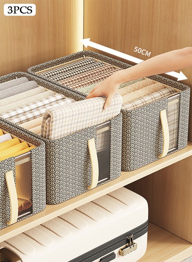 DUNISO 3 PCS Wardrobe Clothes Organizer, Foldable Drawer Closet Organizers with Mesh Window and Handle, Washable Closet Storage Basket Bins, Stackable Closet Storage Organizer, Fabric Storage Boxes for Clothing, Jeans, Bras, Leggings, Sweaters  - Image 1