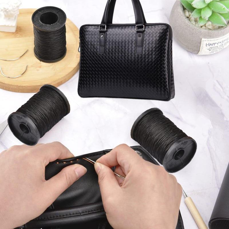 Topus Extra Strong Upholstery Repair Sewing Thread Kit and Heavy Duty Household Hand Needles, Including 7 Styles of Leather Canvas Sewing Needles and 3 Rolls Nylon Thread (70 Yard of Each Roll), Black - Image 3