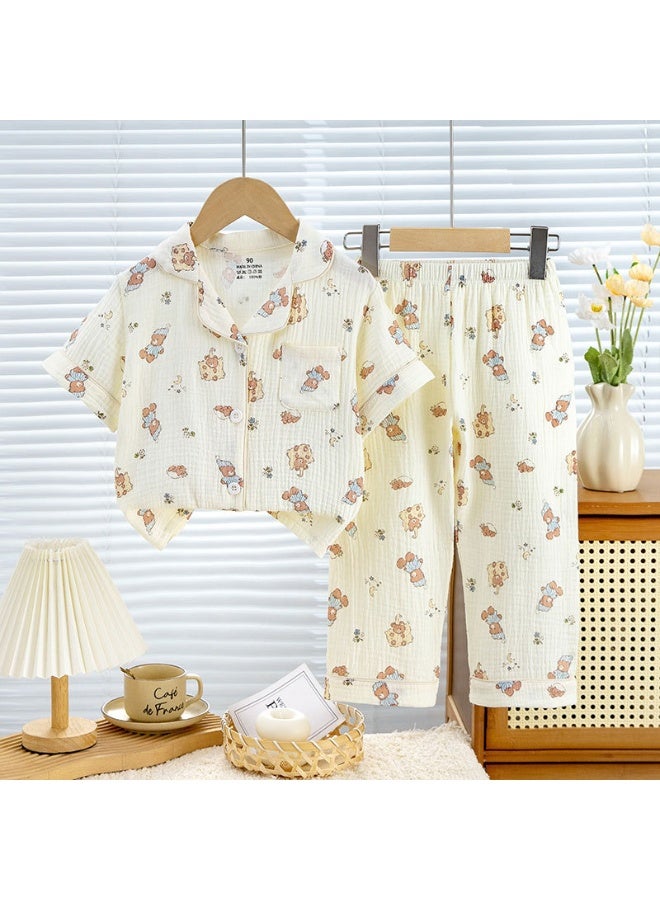 Summer Short Sleeve Homewear Children Family Outfits Tops+Pants 2PC - Image 1