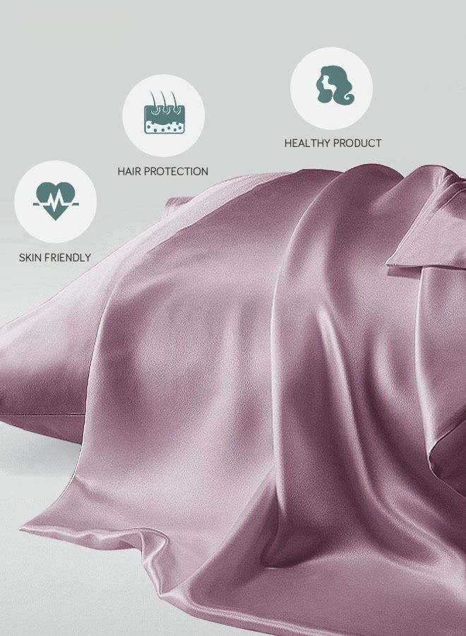 2 Pieces Soft and Smooth Satin Silk Pillowcase for Hair and Skin Health 51*102cm Breathable Bedding Pillowcase for Home Pink - Image 4