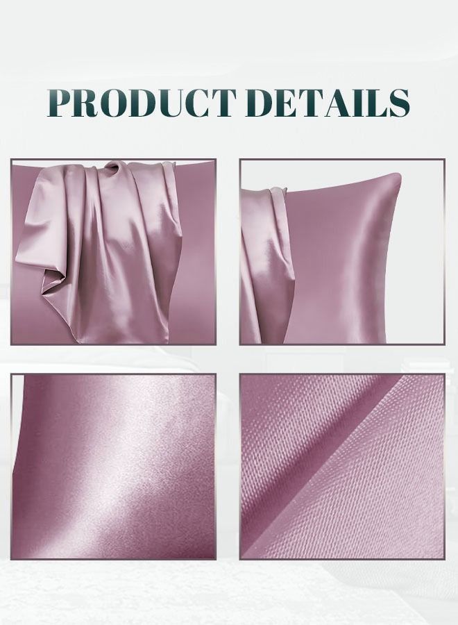 2 Pieces Soft and Smooth Satin Silk Pillowcase for Hair and Skin Health 51*102cm Breathable Bedding Pillowcase for Home Pink - Image 2