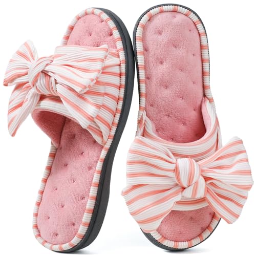 ULTRAIDEAS Women's Eurytides Slide Slippers Memory Foam House Shoes, Pink, 7-8 - Image 1