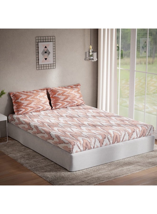 DDECOR Live beautiful DDECOR - Pack of 1 Metro Abstract Cotton Double Bedsheet with 2 Pillow Covers - Orange  - Image 1