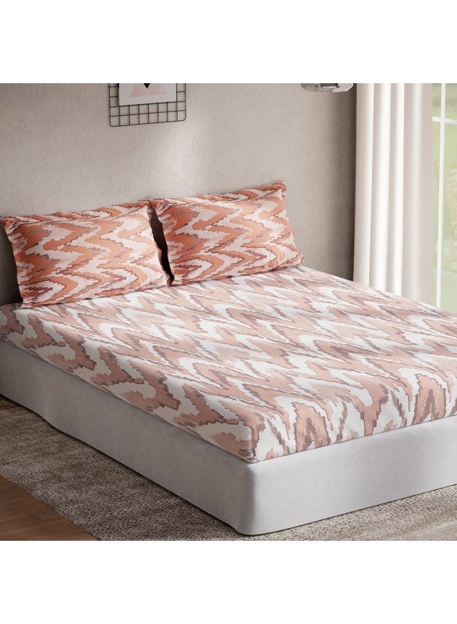 DDECOR Live beautiful DDECOR - Pack of 1 Metro Abstract Cotton Double Bedsheet with 2 Pillow Covers - Orange  - Image 2