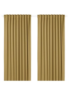 erorex Room darkening curtains, 1 pair, with heading tape/beige-yellow, 145x300 cm  - Image 1
