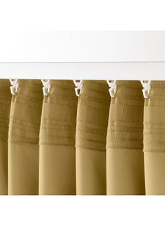 erorex Room darkening curtains, 1 pair, with heading tape/beige-yellow, 145x300 cm  - Image 5