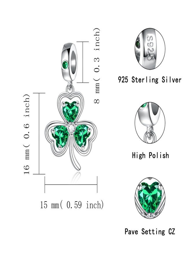 Sariel Good Lock Green Shamrock Charms for Necklace Bracelet 925 Sterling Silver Clover Bead St Patricks Day Jewelry Gifts Women - Image 5