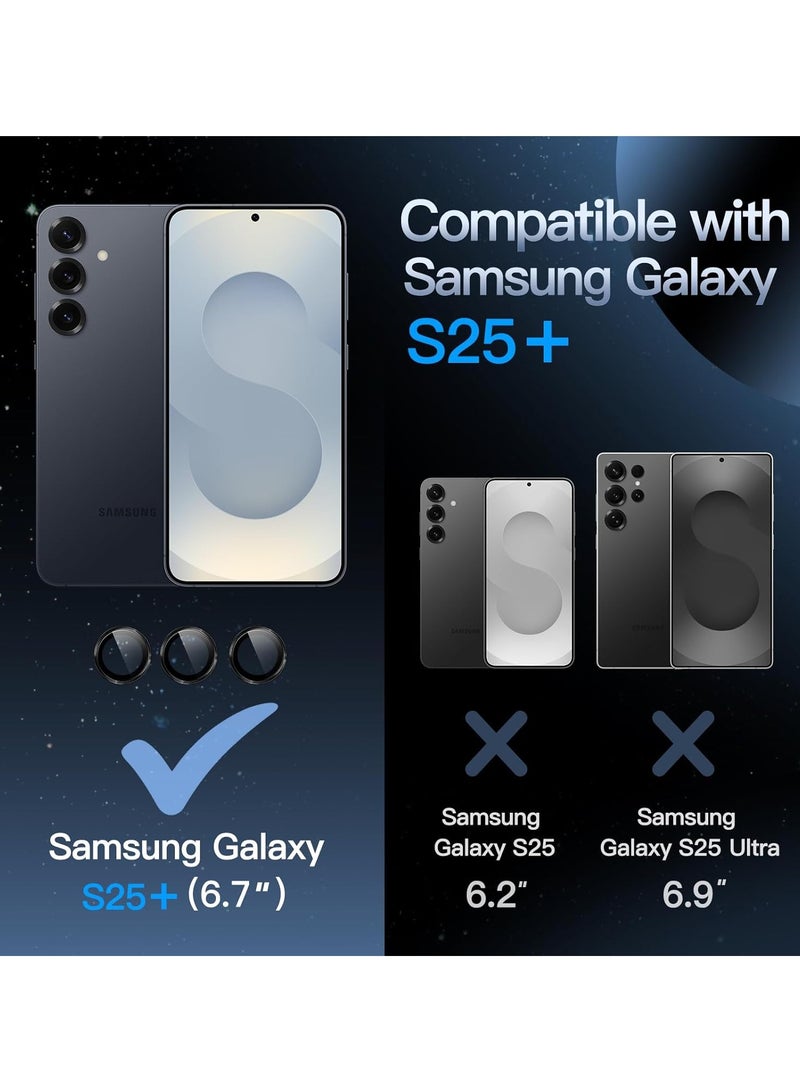 DUSALA Camera Lens Protector for Samsung Galaxy S25+ / S25 Plus 5G, 9H Tempered Glass Metal Individual Ring Cover, Easy Installation Tray, HD Clear, 1 Set (Silver) - Image 2