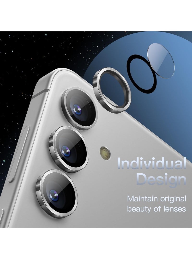 DUSALA Camera Lens Protector for Samsung Galaxy S25+ / S25 Plus 5G, 9H Tempered Glass Metal Individual Ring Cover, Easy Installation Tray, HD Clear, 1 Set (Silver) - Image 3
