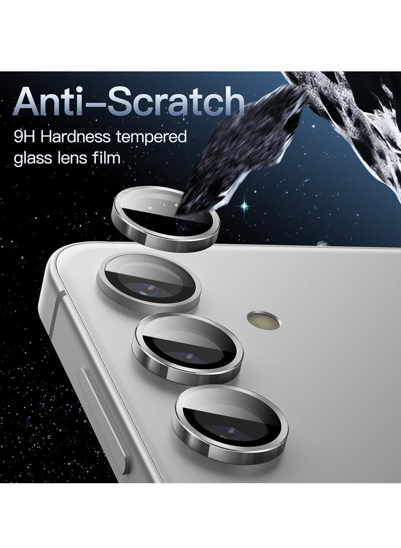 DUSALA Camera Lens Protector for Samsung Galaxy S25+ / S25 Plus 5G, 9H Tempered Glass Metal Individual Ring Cover, Easy Installation Tray, HD Clear, 1 Set (Silver) - Image 4