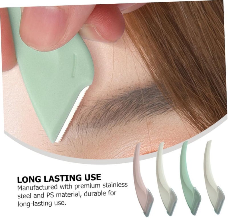 Portable Crescent Moon Eyebrow Trimmer 4pcs Compact Female Eyebrow Razor Makeup Tool for Precise Facial Hair Removal at Home and Travel Random Color - Image 3