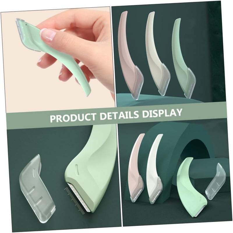 Portable Crescent Moon Eyebrow Trimmer 4pcs Compact Female Eyebrow Razor Makeup Tool for Precise Facial Hair Removal at Home and Travel Random Color - Image 2
