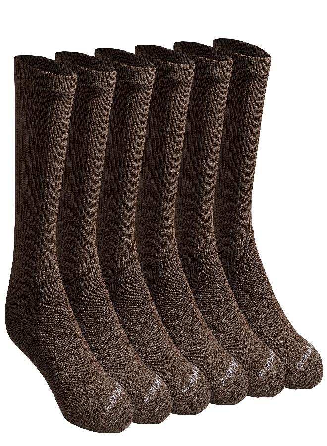 Dickies Dickies mens Dri-tech Moisture Control Crew Multipack Casual Sock, Essential Worker Brown (6 Pairs), Shoe Size 6-12 US - Image 1