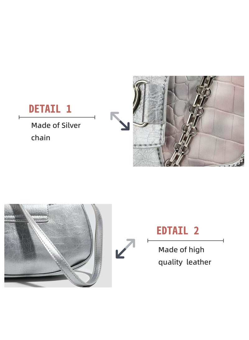 حقيبة كتف صغيرة مع سلسلة ديكور حقيبة يد صغيرة حقيبة يد خفيفة الوزن للنساء الفتيات - Image 5