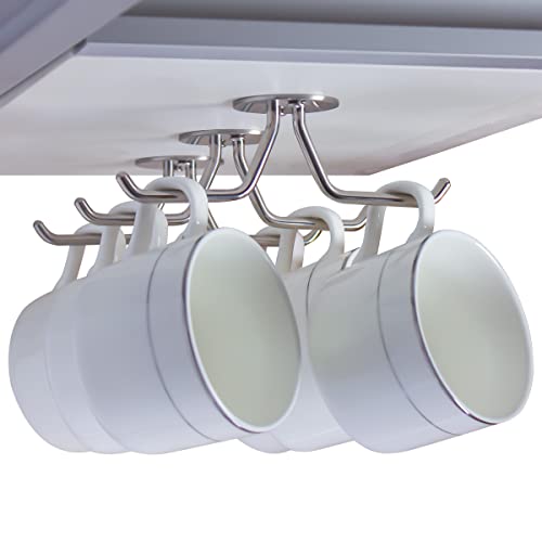 simpletome Mug Hooks Under Cabinet Coffee Cup Organizer Ceiling Storage Hanger for Office Cafe Bar Kitchen Utensils (3Pack, SUS304 Stainless Steel) - Image 1