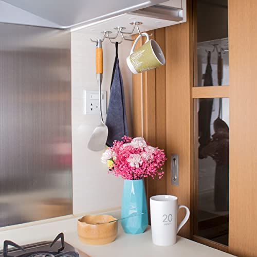 simpletome Mug Hooks Under Cabinet Coffee Cup Organizer Ceiling Storage Hanger for Office Cafe Bar Kitchen Utensils (3Pack, SUS304 Stainless Steel) - Image 3