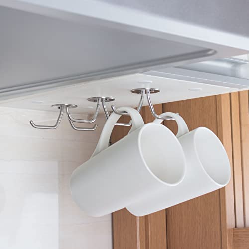 simpletome Mug Hooks Under Cabinet Coffee Cup Organizer Ceiling Storage Hanger for Office Cafe Bar Kitchen Utensils (3Pack, SUS304 Stainless Steel) - Image 2