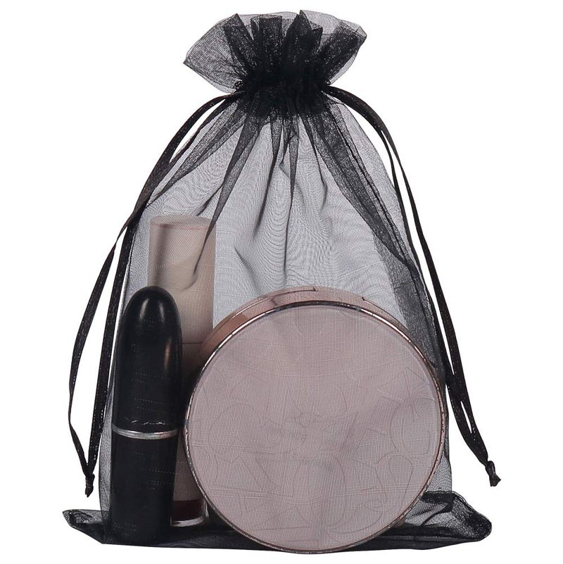 YQL Black Organza Bags,100PCS 5x7 Inch Gift Favor Bags Mesh Fruit Protection Bags Jewelry Pouches Sachet Bags Wedding Party - Image 3