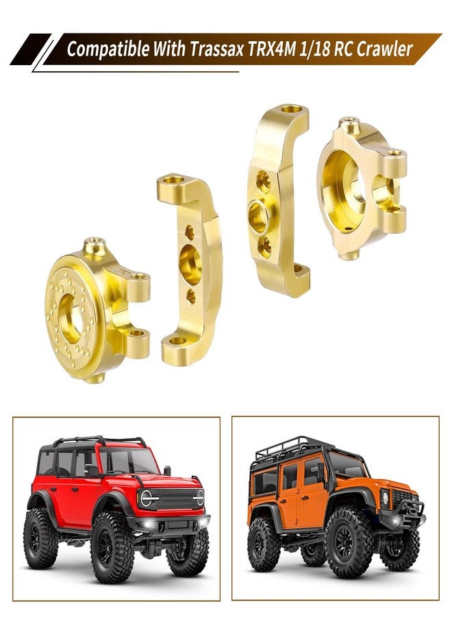 FriHobby Brass Steering Knuckles and C-Hubs Counterweight for TRX4M TRX4MT 1/18 RC Crawler Upgrade Parts (Gold) - Image 2