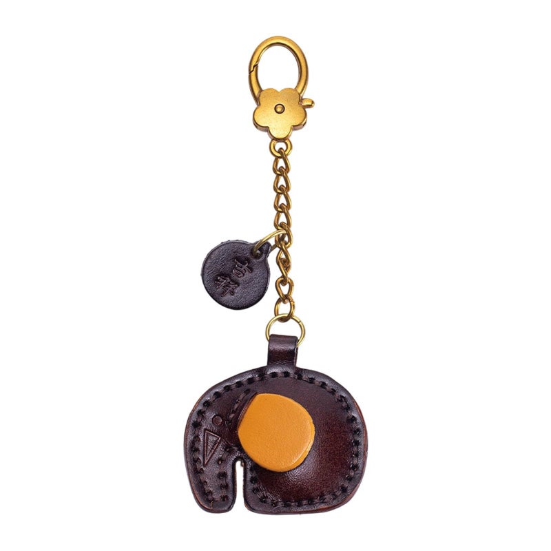 Pink Strawberry Elephant Fruit Design PU Leather Keychain Portable Car Keys Secure Clasp - Image 2