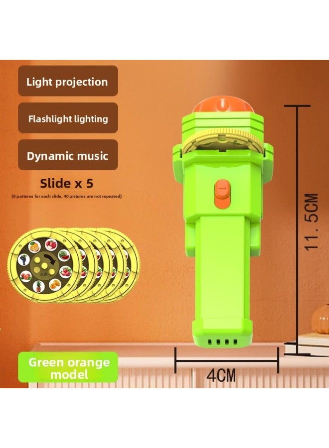 Children's Luminous Flashlight Projector Slide Educational Early Education Toys Baby Creative Starry Sky Music Projection Lamp 