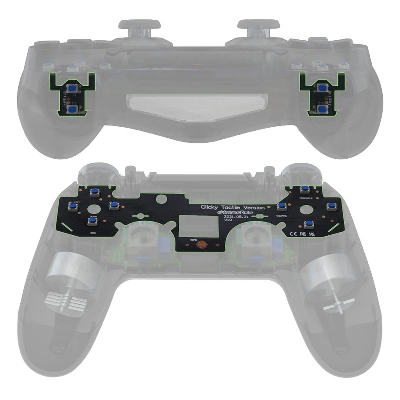 eXtremeRate Whole Tactile Clicky Kit for PS4 Controller Shoulder Face Dpad Buttons, Custom Flashshot Button Stop Flex Cable, Mouse Click Kit for PS4 Controller CUH-ZCT2 JDM-040/050/055 - Image 1
