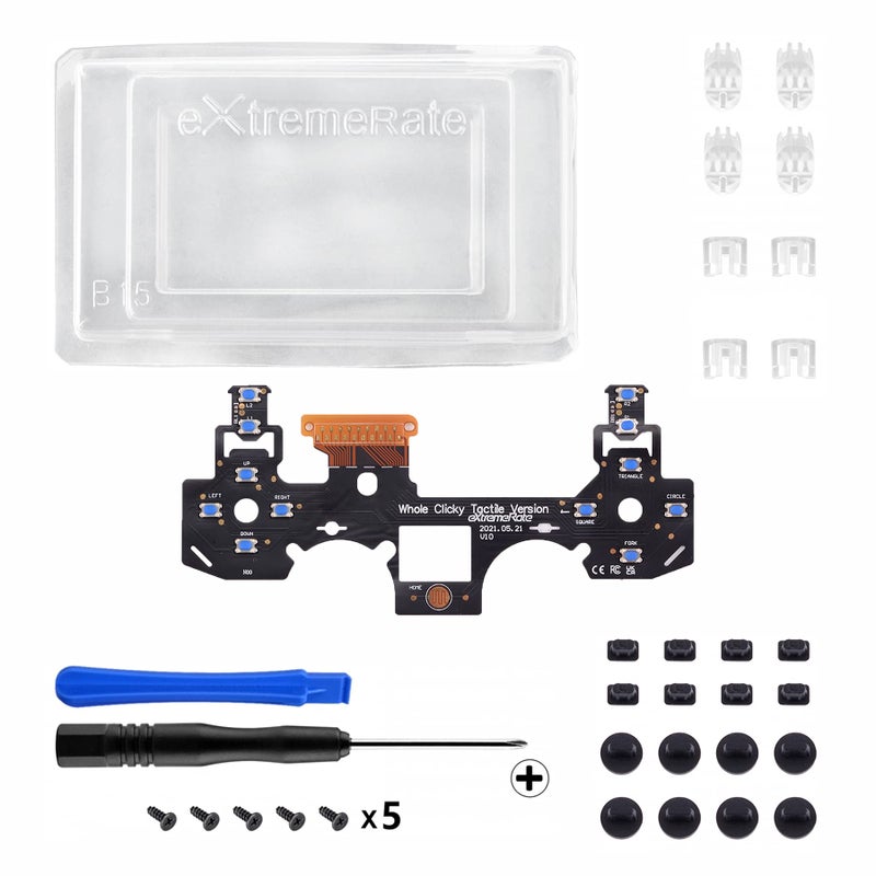 eXtremeRate Whole Tactile Clicky Kit for PS4 Controller Shoulder Face Dpad Buttons, Custom Flashshot Button Stop Flex Cable, Mouse Click Kit for PS4 Controller CUH-ZCT2 JDM-040/050/055 - Image 4