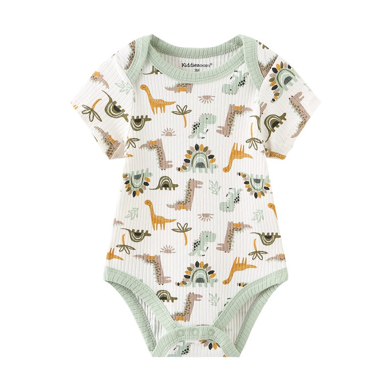 Kiddiezoom Newborn Unisex Cotton Bodysuits 5-Pack Gift Baby Clothes LightGreen - Image 3