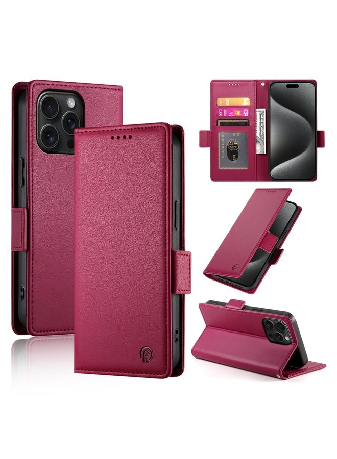 اس-توب جراب لهاتف iPhone 15 Pro Max مع مشبك جانبي مغناطيسي من الجلد المصقول - Image 1