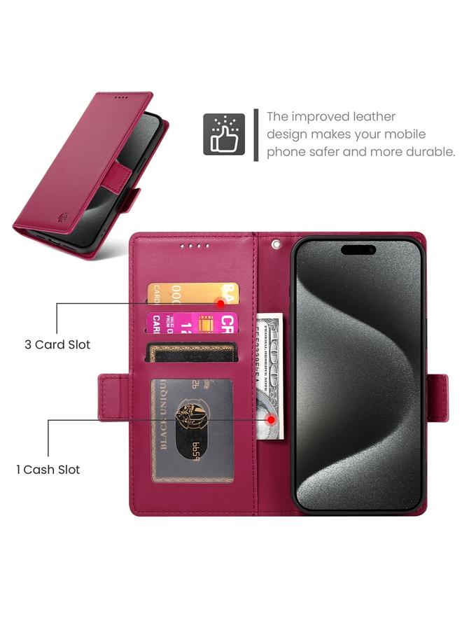 اس-توب جراب لهاتف iPhone 15 Pro Max مع مشبك جانبي مغناطيسي من الجلد المصقول - Image 4