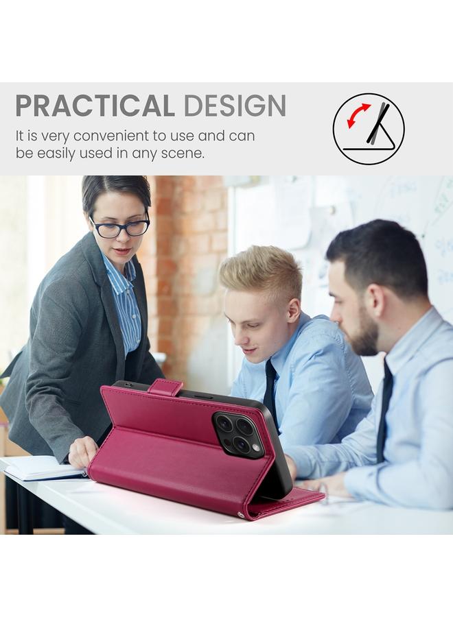 اس-توب جراب لهاتف iPhone 15 Pro Max مع مشبك جانبي مغناطيسي من الجلد المصقول - Image 5