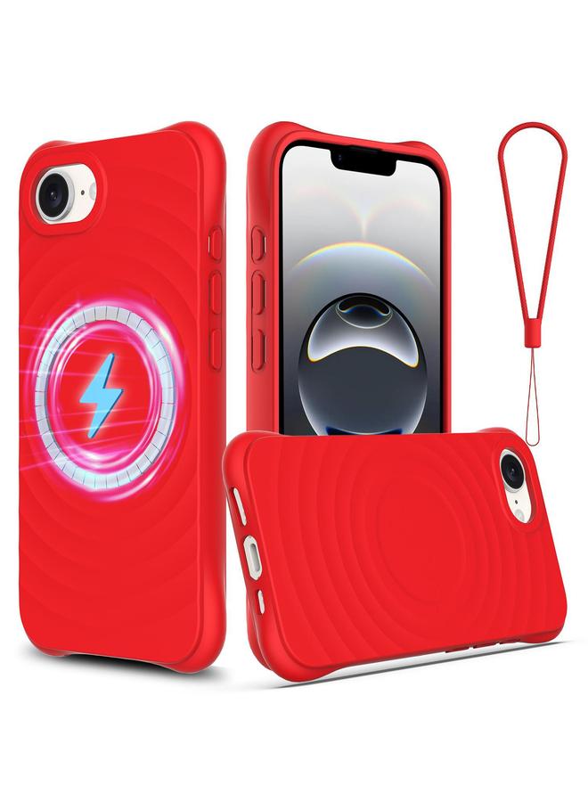 اس-توب جراب لهاتف iPhone 16e بنسيج مموج من السيليكون السائل المغناطيسي MagSafe - Image 1