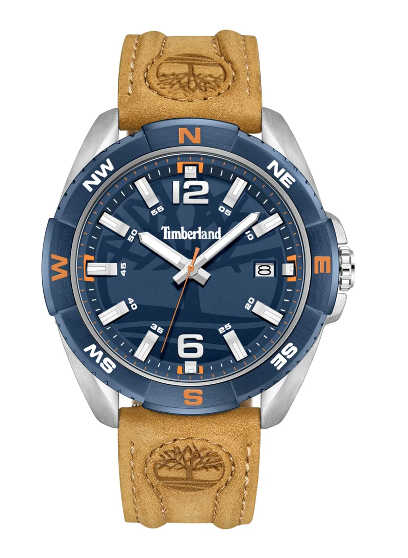 Timberland Millinocket Men's Watch 44mm Analog Blue Dial Tan Leather Strap