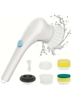 VIUAUAX Electric Cleaning Brush, Cordless Electric Spin Scrubber, Handheld Electric Cleaning Brush with 5 Replaceable Heads,  Multifunctional 5-in-1 Wireless Brush Electric Hair Brushes Bathroom for Bathtub/Kitchen/Bathroom/Floor/Dish/Car/Shoe/Glass  - Image 1