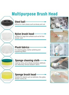 VIUAUAX Electric Cleaning Brush, Cordless Electric Spin Scrubber, Handheld Electric Cleaning Brush with 5 Replaceable Heads,  Multifunctional 5-in-1 Wireless Brush Electric Hair Brushes Bathroom for Bathtub/Kitchen/Bathroom/Floor/Dish/Car/Shoe/Glass  - Image 3