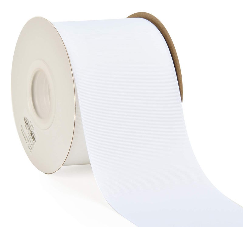 YAMA 3 inch Solid Grosgrain Ribbon Roll - 25 Yards for Gift Wrapping Ribbons, White - Image 1