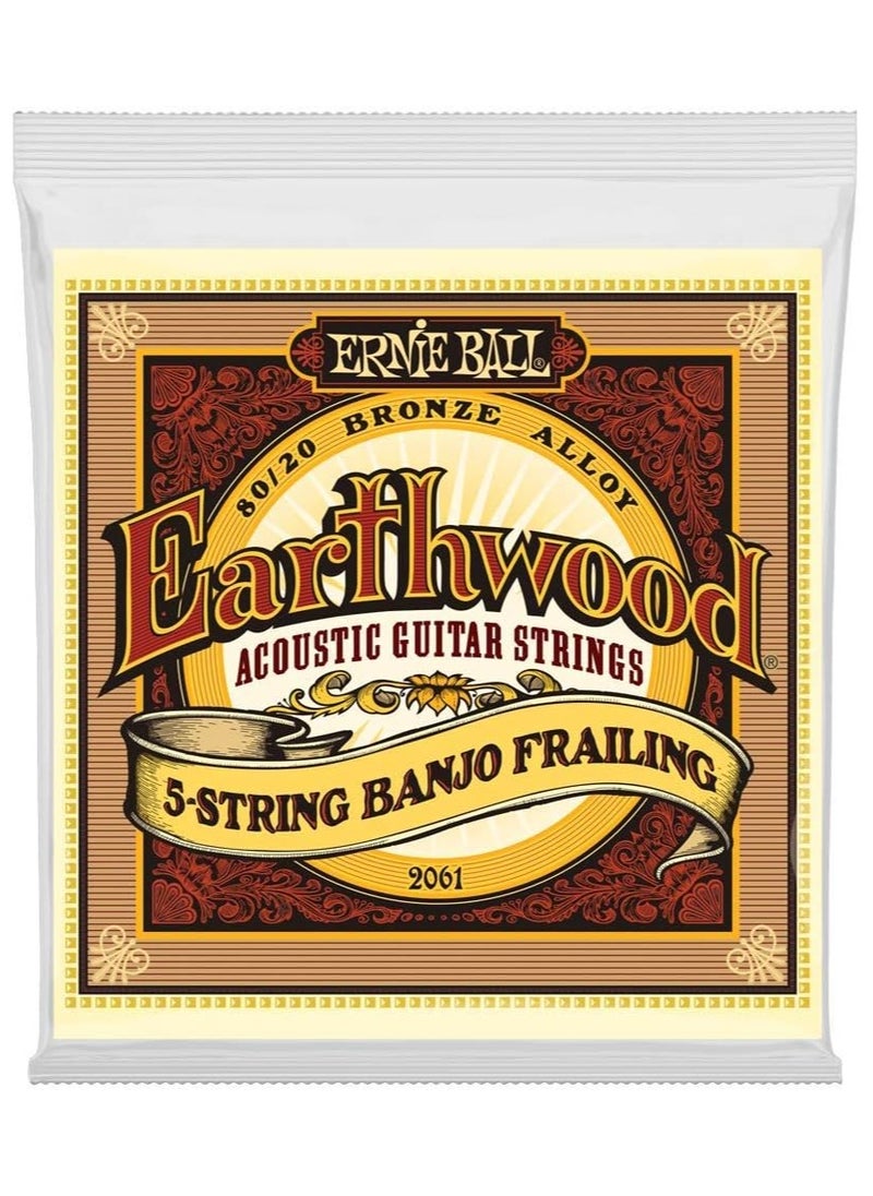 Ernie Ball - Ernieball P02061 earthwood 5-string banjo frailing loop end 80/20 bronze acoustic guitar strings - 10-24 gauge - Image 1