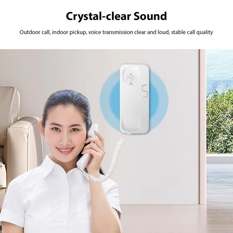 هاتف حائط أبيض بسلك، هاتف أرضي تناظري مع خاصية كتم الصوت، وإيقاف مؤقت، وإعادة الاتصال للمكتب، الفندق، البنك - Image 5