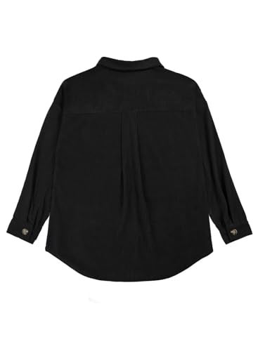 VICHYIE Womens Petie Corduroy Shacket Blouses Lapel Button Down Pocket Shirts Long Sleeve Tops Jacket Coats Black S - Image 5