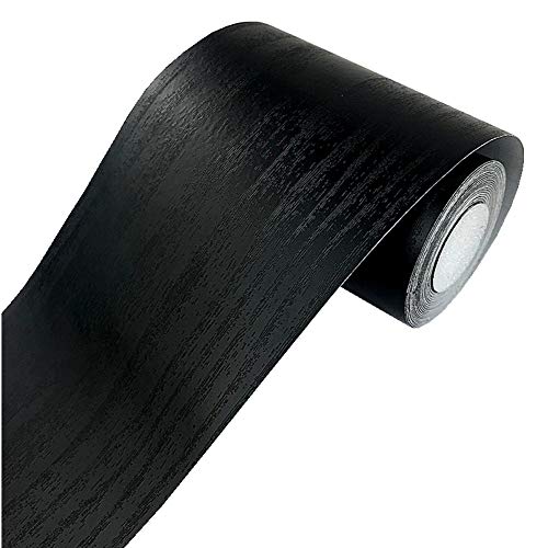 Slaige Taamall Simplemuji Black Wood Grain 3D Wallpaper Border Peel & Stick PVC Wall Covering Kitchen Bathroom Bedroom Tiles Decor Sticker,4 Inch by 32.8 Feet 10 Meters - Image 1