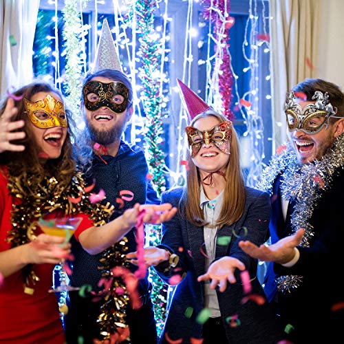 Blulu 12 Pcs Mardi Gras Masquerade Mask Set Paper Masquerade Masks for Halloween, Carnival, Prom, Venetian, Half, Retro, Women's Party Supplies - Image 5