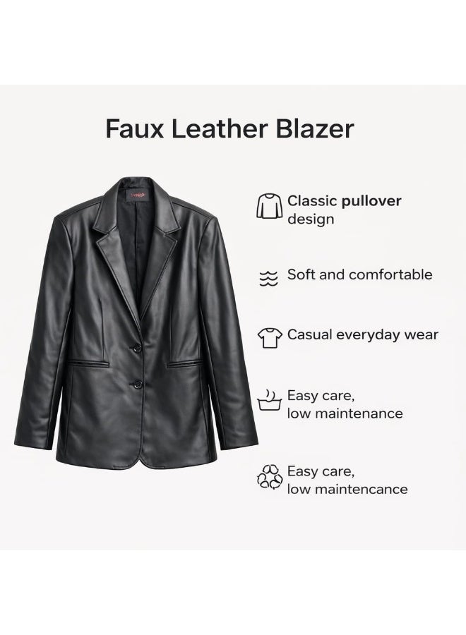 Don't Call Me Jennyfer stylish Faux Leather Blazer - Image 5