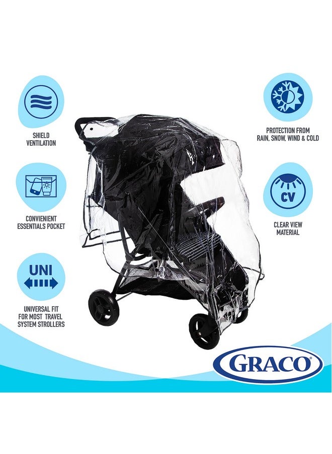 GRACO - Graco Universal Infant Travel System Rain Cover, Baby Car Seat Stroller Weather Shield, Waterproof Plastic Carseat Canopy, Winter Snow Dust Umbrella - Image 1