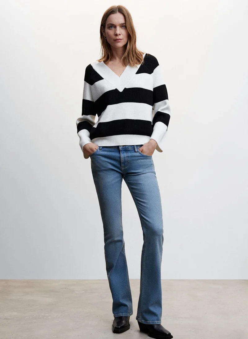 MANGO V-Neck Striped Sweater