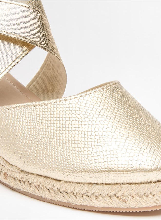 Flora Bella By Shoexpress - Women's Textured Strappy Sandals with Wedge Heels - Image 1