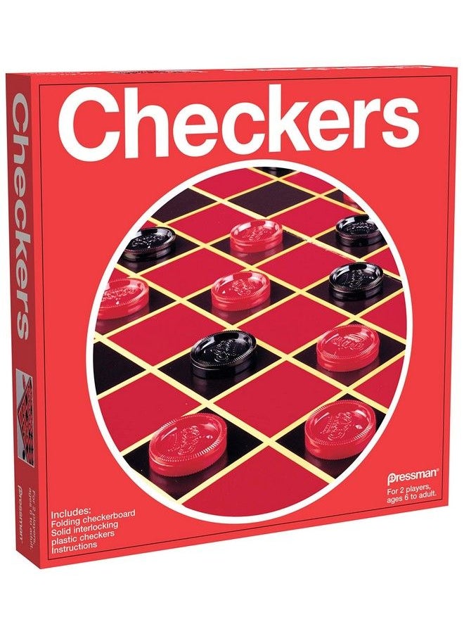 Pressman Checkers Classic Game With Folding Board And Interlocking Checkers 5"  - Image 1